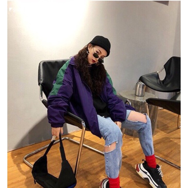 Áo khoác dù màu tím mộng mơ