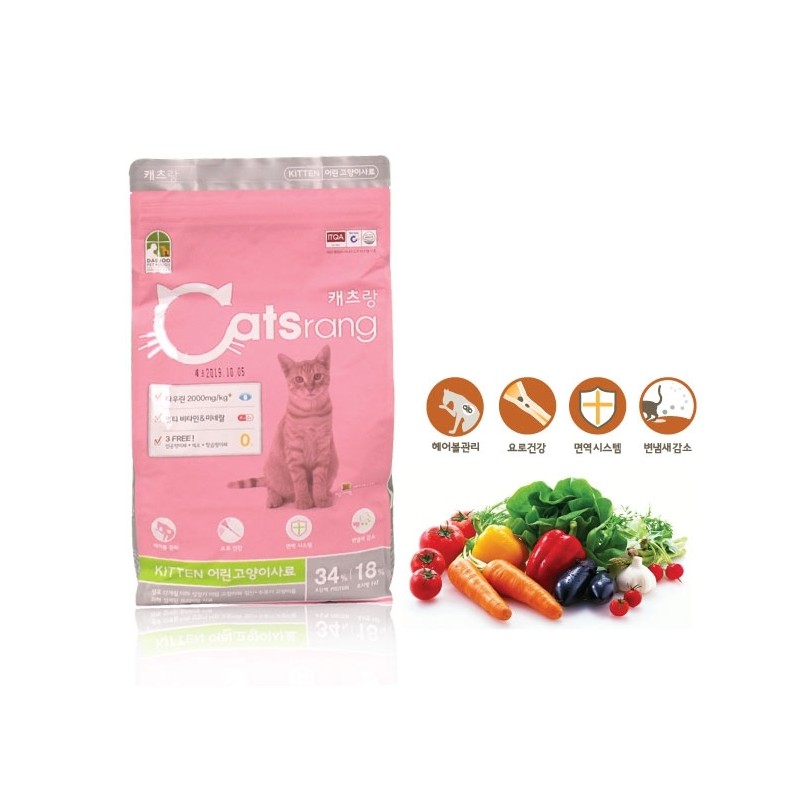 400g THỨC ĂN HẠT CHO MÈO NHỎ CATSRANG KITTEN Không sử dụng chất kháng sinh, chất bảo quản và màu, hương liệu nhân tạo