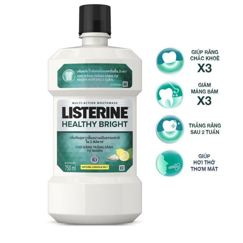 Nước súc miệng Listerine giúp răng trắng sáng tự nhiên 750ml