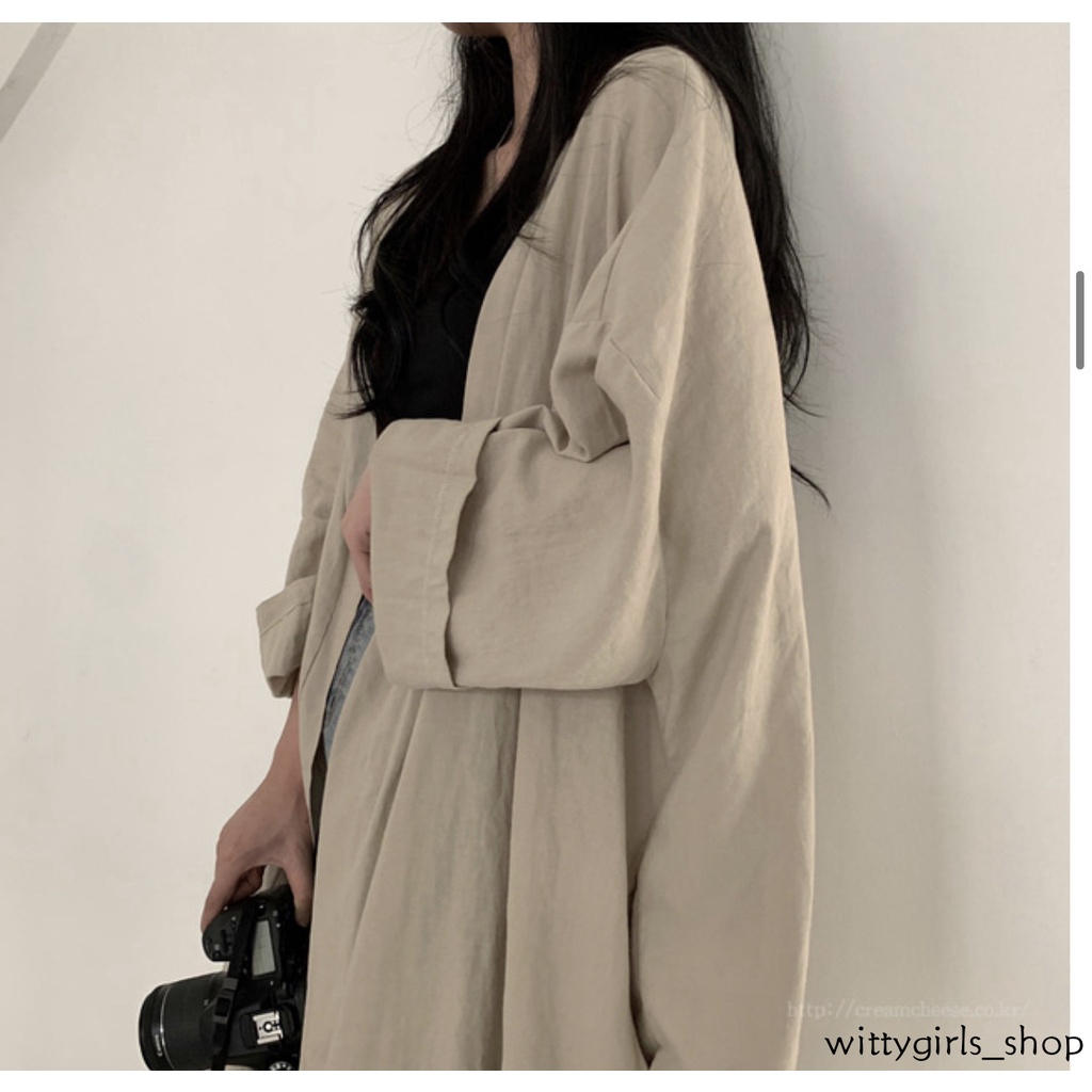 Wittygirls-áo Khoác Cardigan Tay Dài Màu Trơn Chống Nắng Cho Nữ