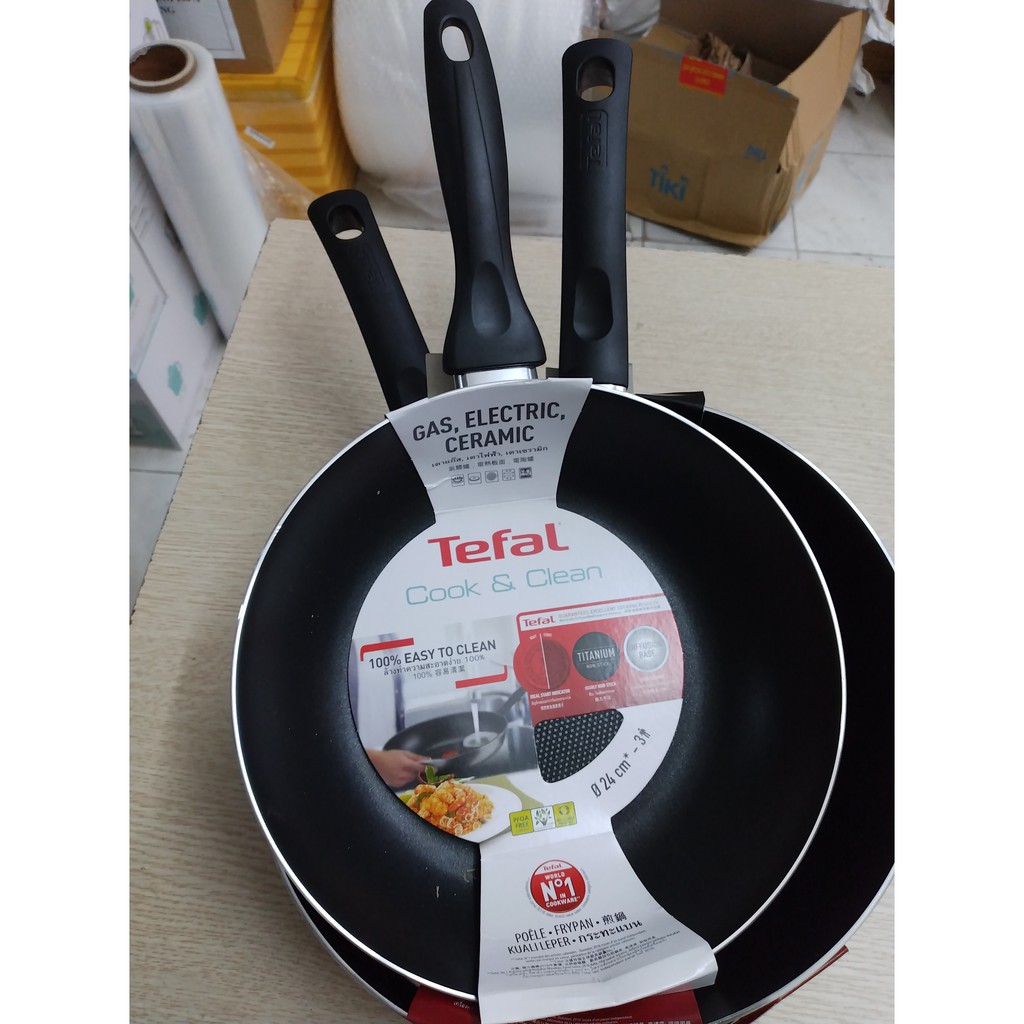 Chảo chiên Tefal Cook &amp; Clean size 24cm B2250495- hàng chính hãng, sản xuất tại Trung Quốc