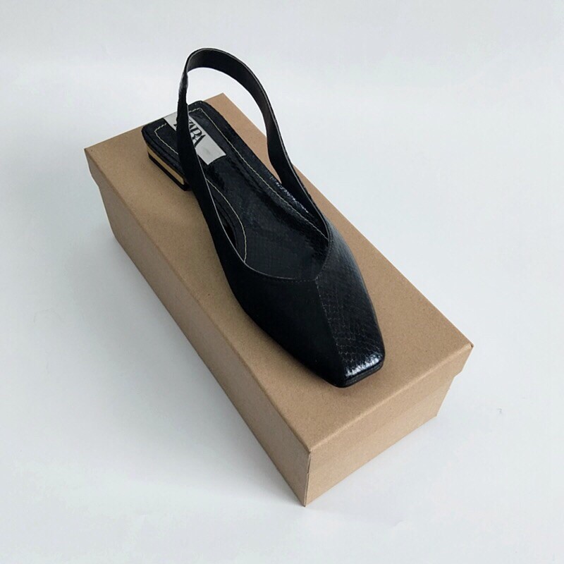 Giày sandal Zara mũi vuông hở gót