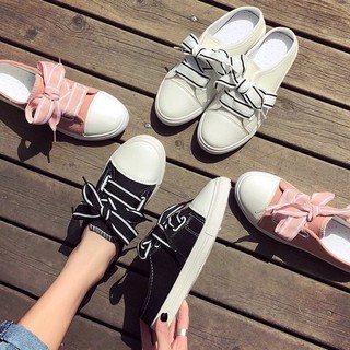 (Order) Sz 35-40 Giày sục thể thao dây buộc viền màu bản to dễ thương năng động ullzang 2019