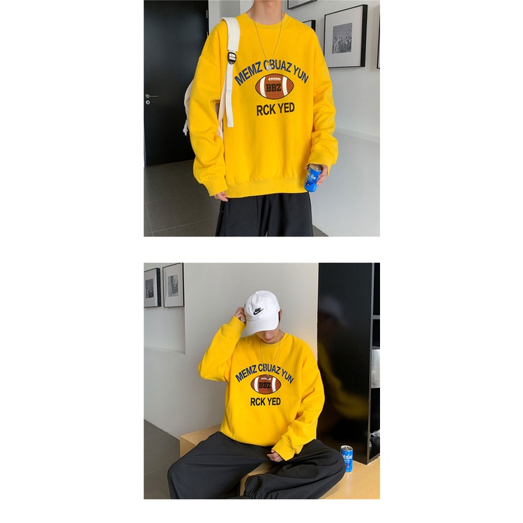 Áo sweater AOKANG tay dài cổ tròn lót nhung dáng rộng thời trang thu đông dành cho nam