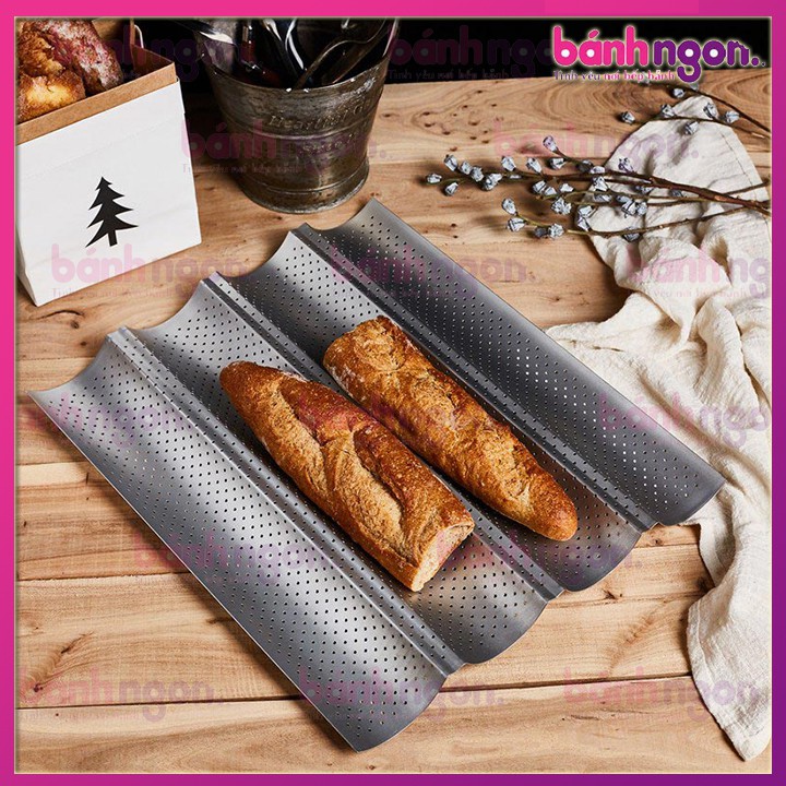 Khay Nướng Bánh Mì Pháp Baguette Chống Dính Lượn Sóng 4 Rãnh