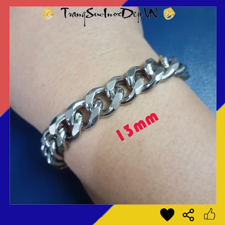 Lắc tay nam inox 13mm khóa hộp sáng đẹp, không đen thể hiện đẳng cấp phái mạnh