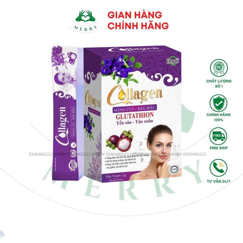 Collagen Măng Cụt Đậu Biếc Zenpali Chính Hãng STORE MERRY Yến Xào Tảo Xoắn Giúp Đẹp Da Cân Bằng Nội Tiết Tố Nữ