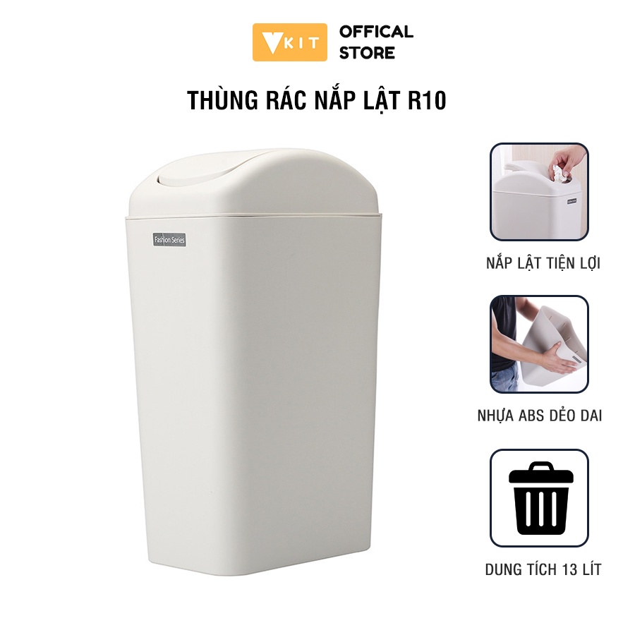 Thùng đựng rác nhựa nắp lật dung tích 13L VKIT R10