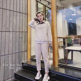 Bộ đồ áo nỉ cổ nơ quần baggy (loại 1)