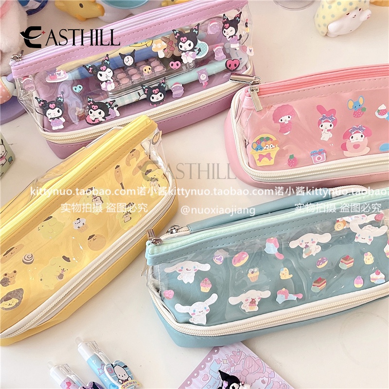 Bóp Viết Khóa Kéo Đôi MyMelody Cinnamoroll Kuromi Trong Suốt Hoạt Hình Dễ Thương Làm Quà Tặng Cho Bạn Gái Mymi