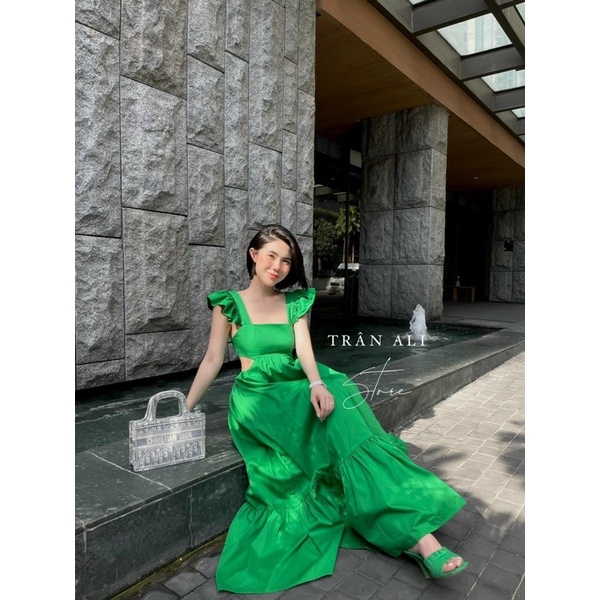 Đầm maxi cánh tiên cut eo nơ lưng siêu sang chảnh sẵn 4 màu kèm ảnh thật