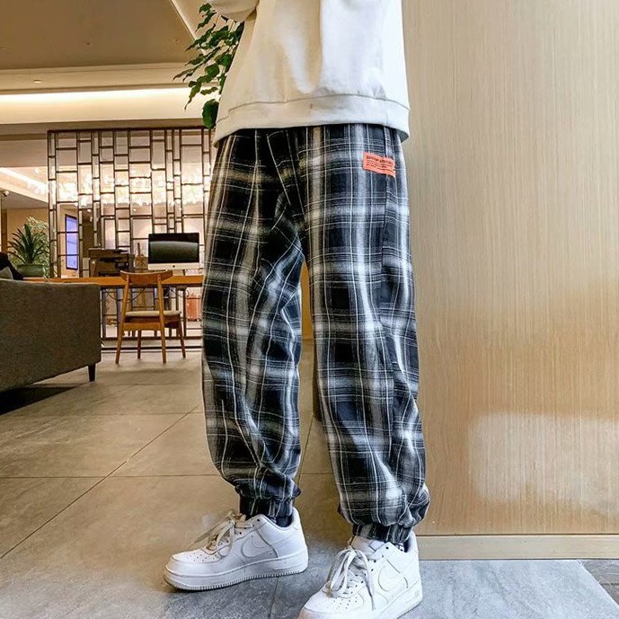 Quần Dài Nam Họa Tiết Caro Thời Trang Phong Cách Hàn Quốc