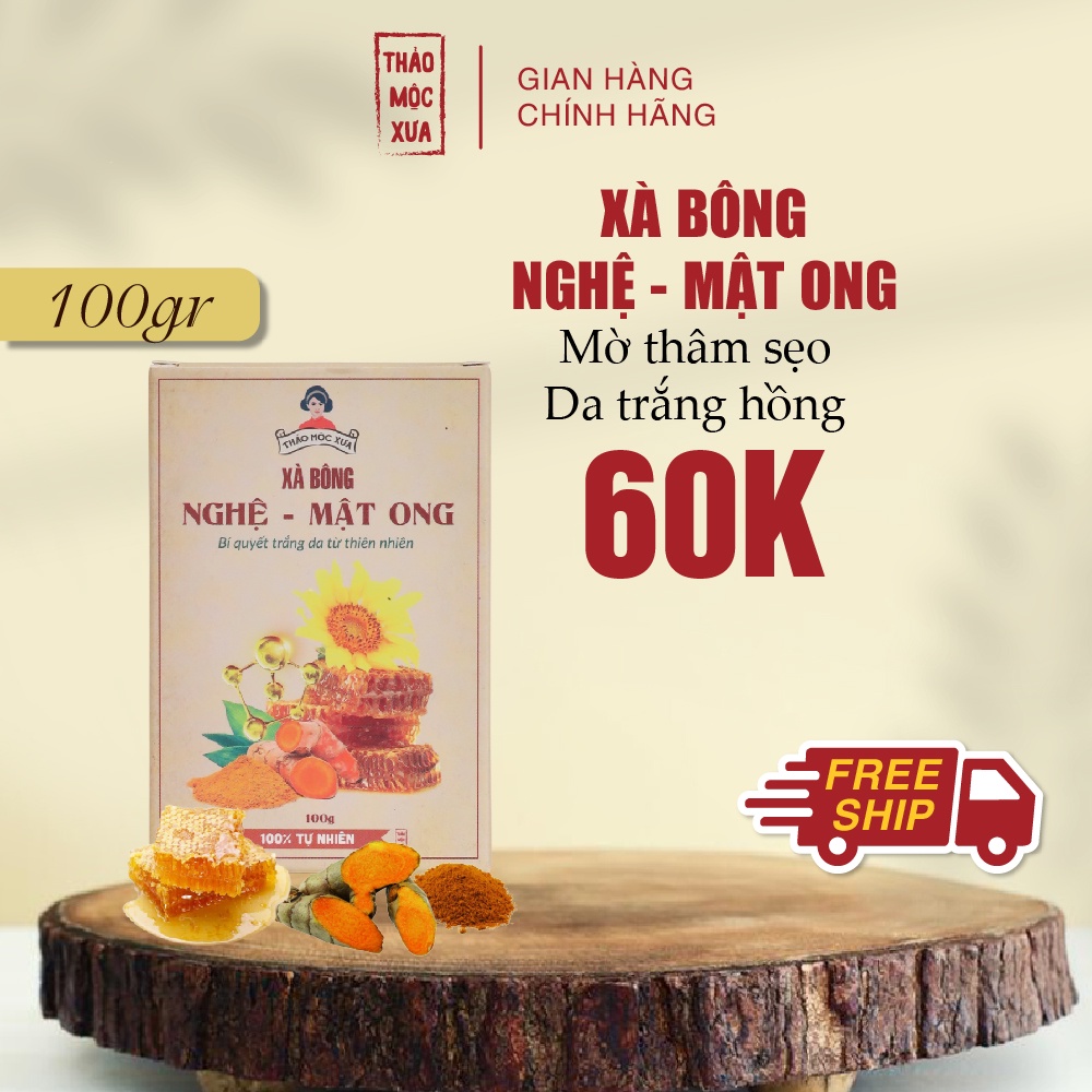 Xà bông nghệ mật ong Thảo Mộc Xưa giúp làm sạch sâu, da trắng sáng và mờ thâm sẹo 100gr