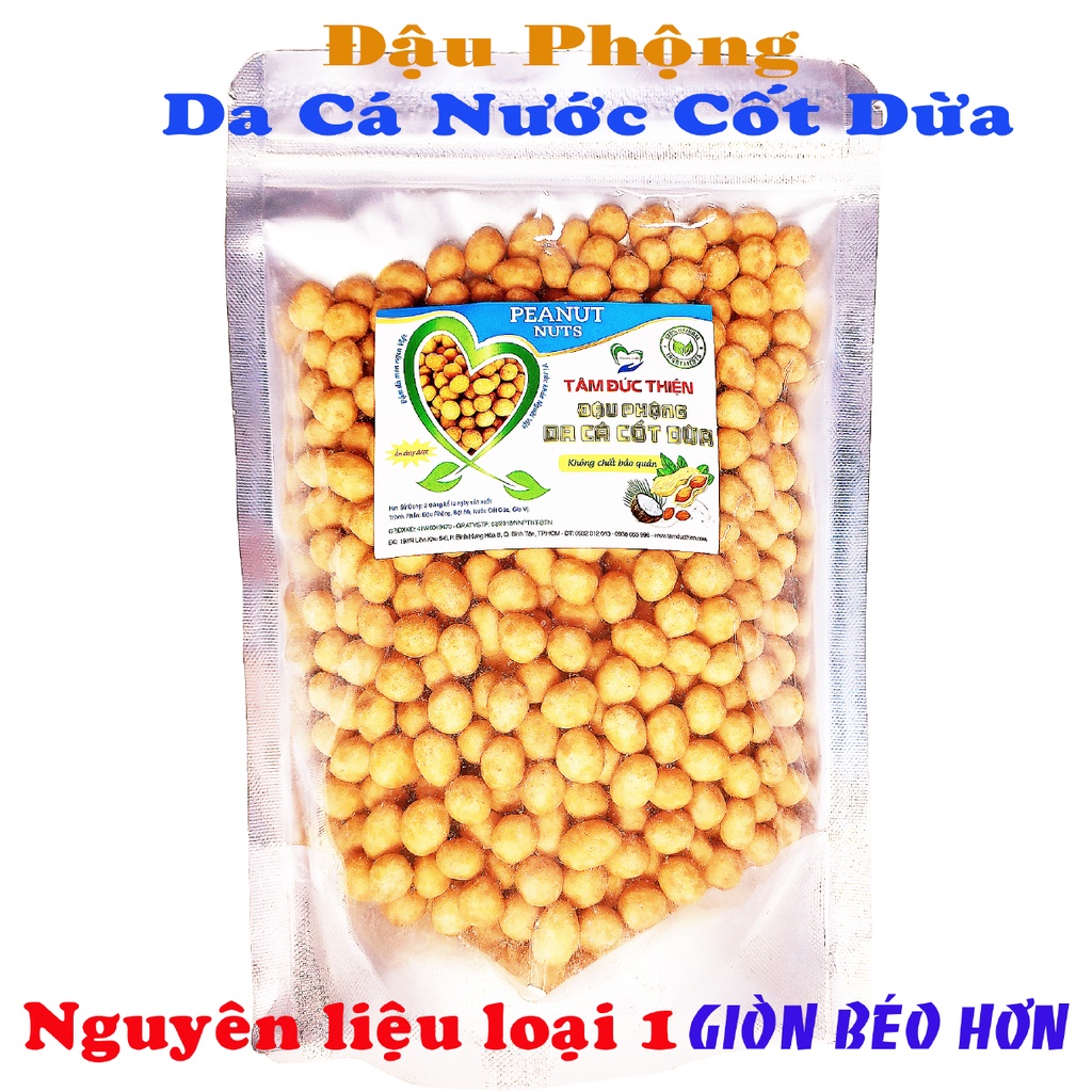 Combo 1KG Đậu Phộng Da Cá Nước Cốt Dừa Tâm Đức Thiện (2 Túi x 500GR) đồ ăn vặt