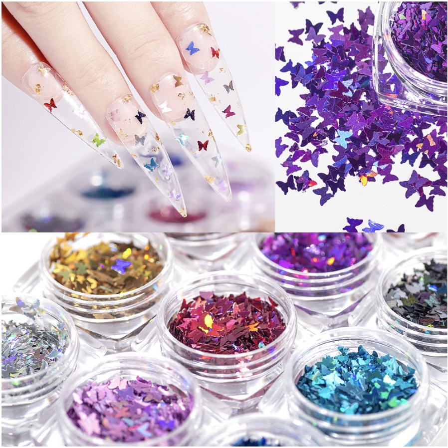 Set Bướm 12 Màu Trang Trí Móng