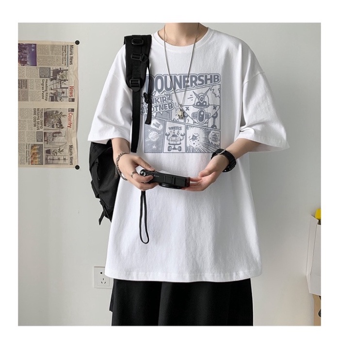 Áo thun tay lỡ nam nữ, áo phông unisex form rộng chất cotton mát mịn thấm hút mồ hôi in hình Hoạt Hình ZADOLA