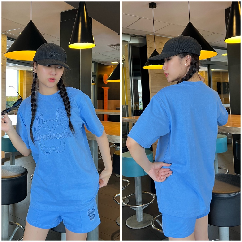 (HÀNG XUẤT XỊN) Áo thun tay dài thêu hình Sweater Lifework Long sleeve T-shirt Blue Full tem-tag, Size S M L Có quần sho