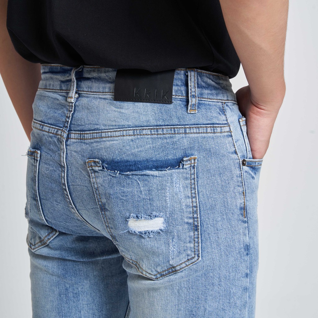 Quần Jean Nam Chất Bò Đẹp Local Brand KRIK Dáng Slimfit Rách Xước QJ1018 | BigBuy360 - bigbuy360.vn
