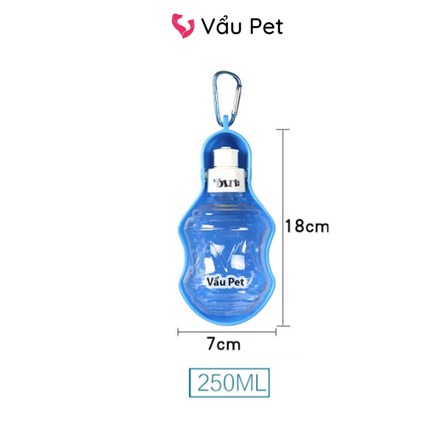 Bình nước du lịch cao cấp cho chó mèo thú cưng 250ml - Bình đựng nước chó mèo Vẩu Pet Shop