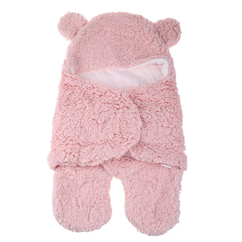 Chăn Quấn Em Bé Từ 0-12 Tháng Tuổi Chất Liệu Cotton Phối Lông Giữ Ấm Mùa Đông