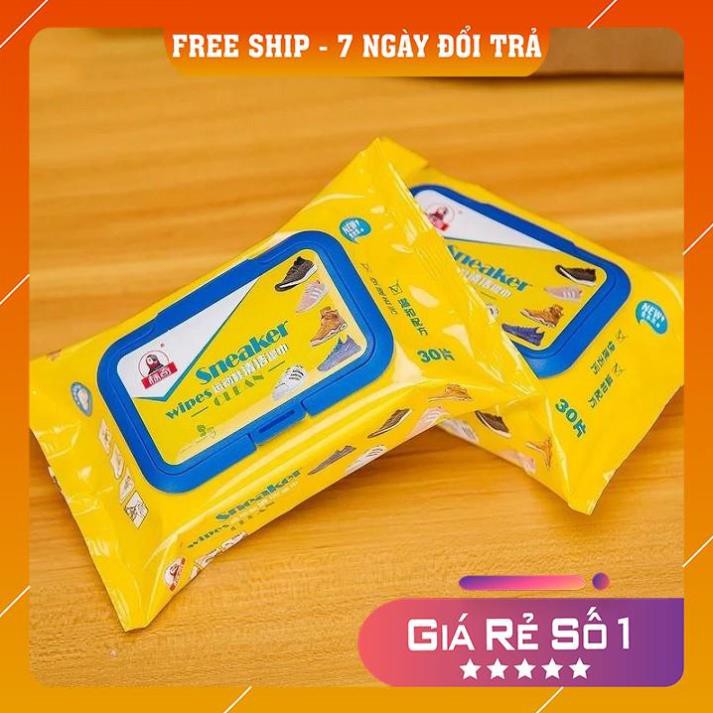 [ freeship - bảo hành đổi trả ] Gói khăn lau giày sneaker lau cặp túi xách đa năng 30 tờ bibi90
