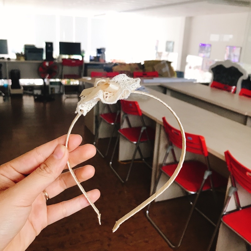 Cài tóc/Bờm tóc hoa ren đính nơ ruy băng điệu đà