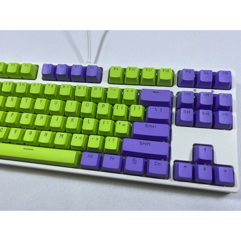 Bộ 87 Nút Bàn Phím Cơ Chơi Game Bằng Nhựa PBT Trong Suốt Màu Xanh Lá / Tím Cho Cherry MX