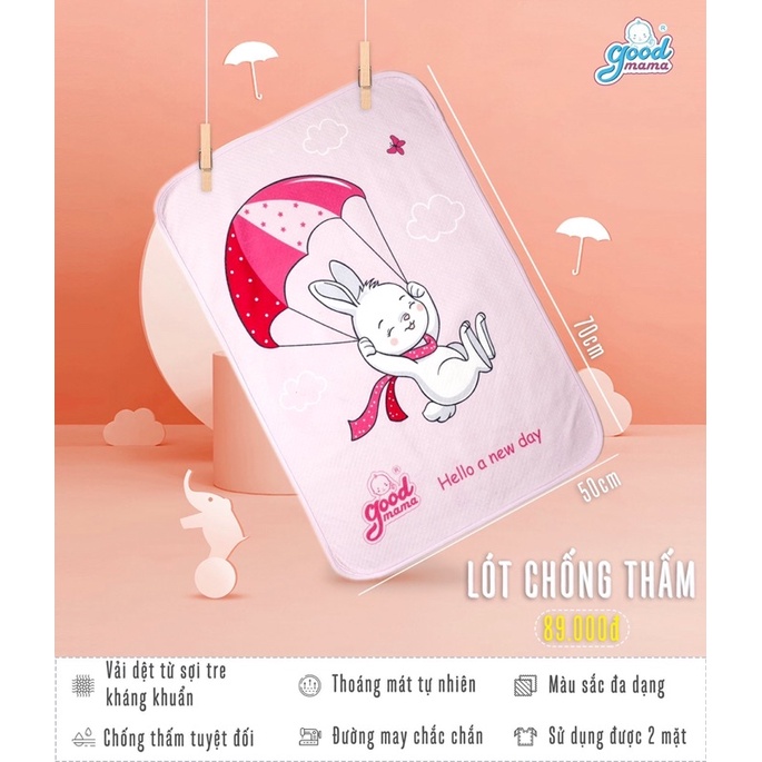 Tấm lót chống thấm Goodmama cho trẻ sơ sinh đa năng sợi tre thoáng mát cho người già và trẻ em mã L57