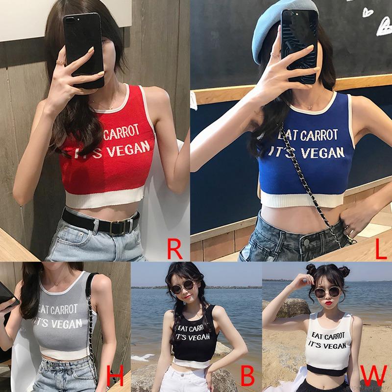 Áo Tank Top Dệt Kim Không Tay In Chữ Cá Tính Cho Nữ | BigBuy360 - bigbuy360.vn
