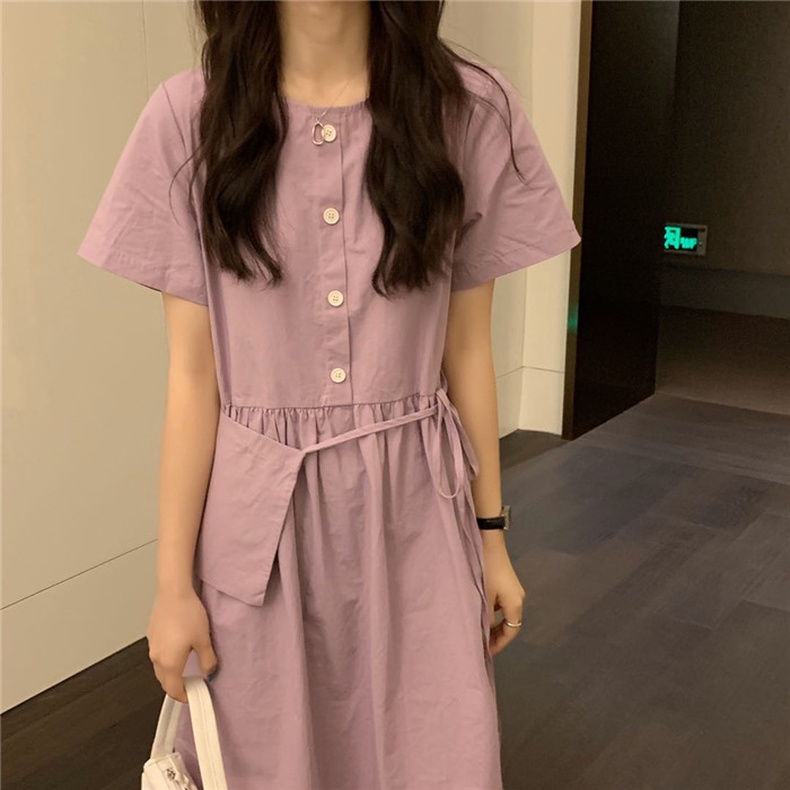 Đầm dáng rộng thiết kế đơn giản dễ thương phong cách Nhật Bản