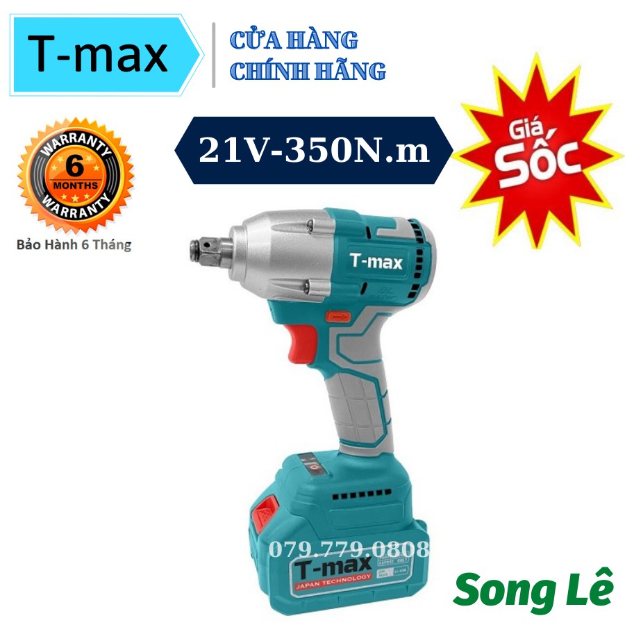 Máy Bắn Bu Lông T-Max - 21V - 350Nm - Full Hộp 2 Pin 1 Sạc - Tặng Khẩu