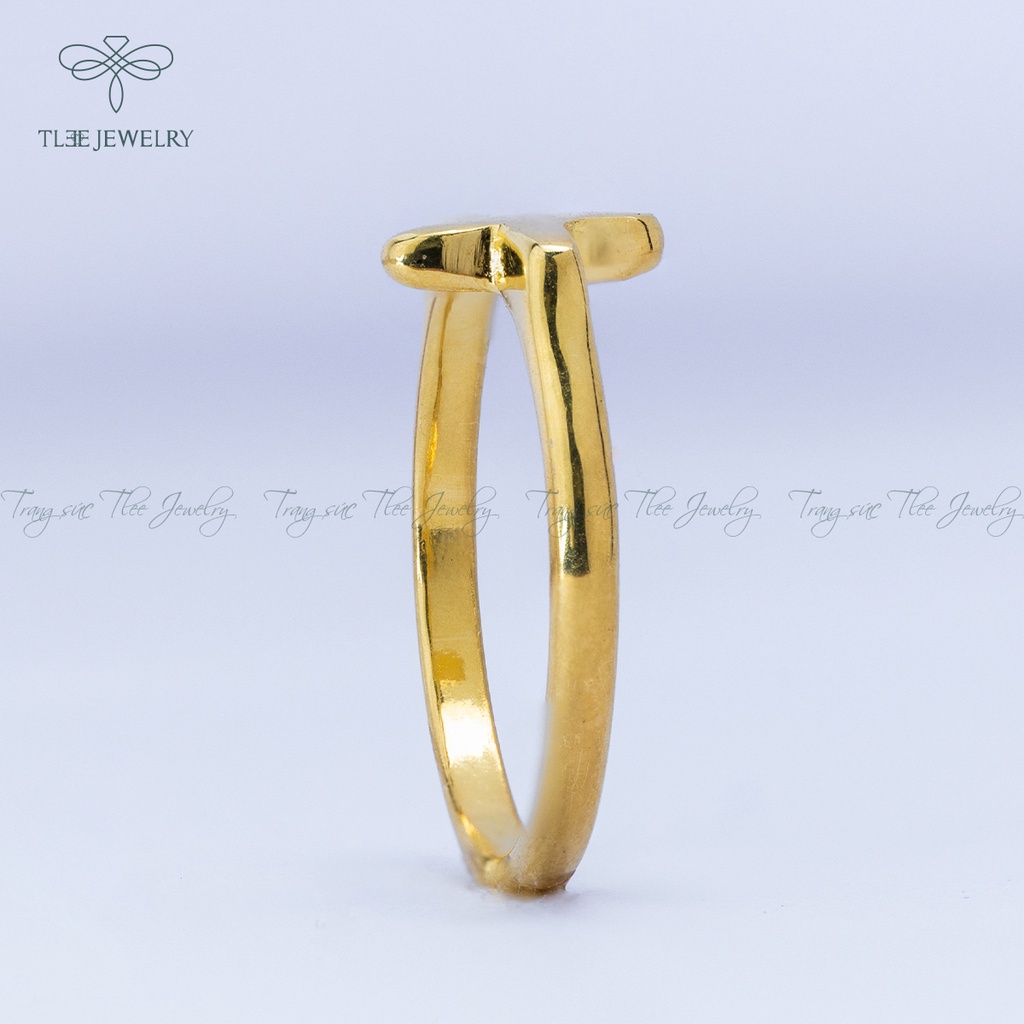 Nhẫn bạc TLEE thánh giá, chữ thập basic mạ vàng 14k NCJ A0106
