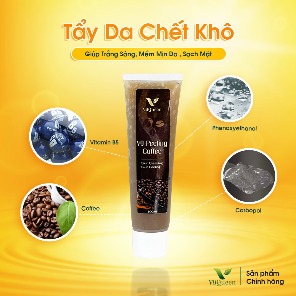 Tẩy Da Chết Body - Tẩy da chết mặt V9 PEELING COFFEE Shop Dưỡng Da Trắng Sáng Giúp Mềm Mịn Da, Sạch Mặt | BigBuy360 - bigbuy360.vn