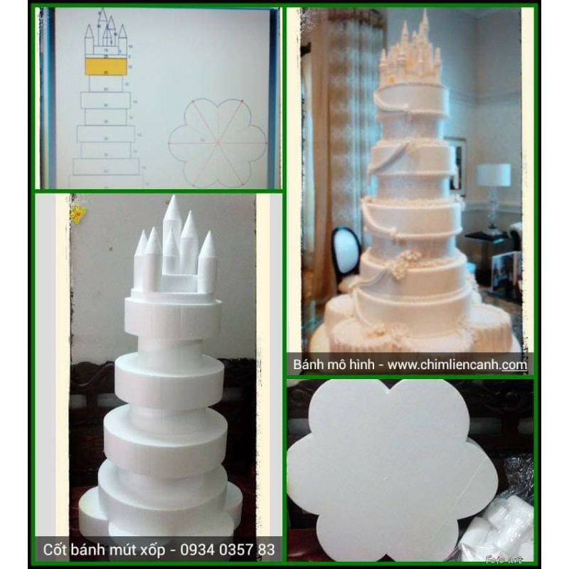 Xốp tròn cao 5cm làm DIY bánh kem giả, nowship trong ngày