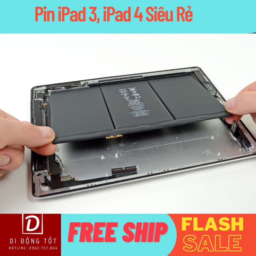 Pin máy tính bảng iPad 3, iPad 4 Zin , Bảo hành 12 tháng