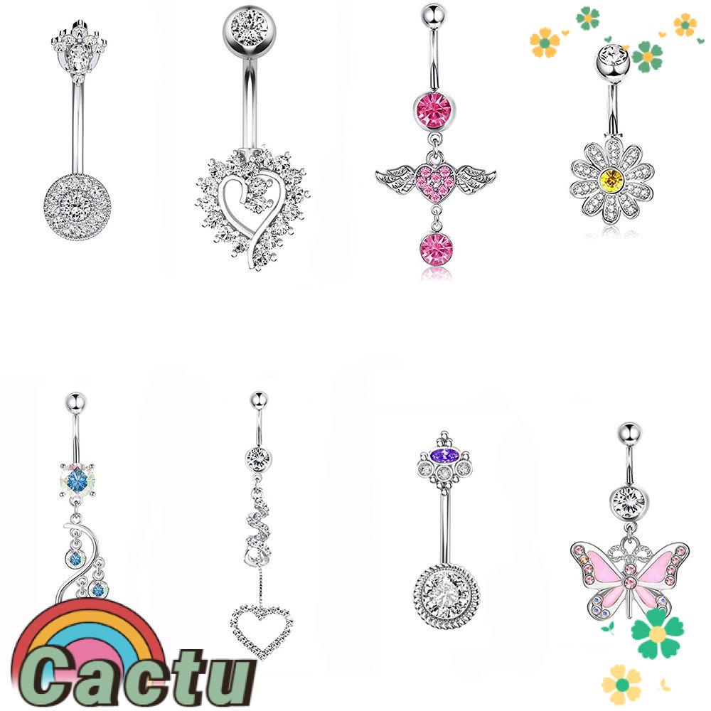 Khuyên Xỏ Rốn Bằng Thép Đính Đá Zircon Quyến Rũ