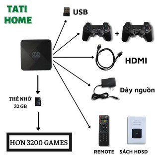 Máy Chơi Game Cầm Tay + Tivibox Khủng Long Xanh G5 4 Nút HDMI Không Dây Trò Chơi Cho PSP / PS1 / FC / NES / N64 .