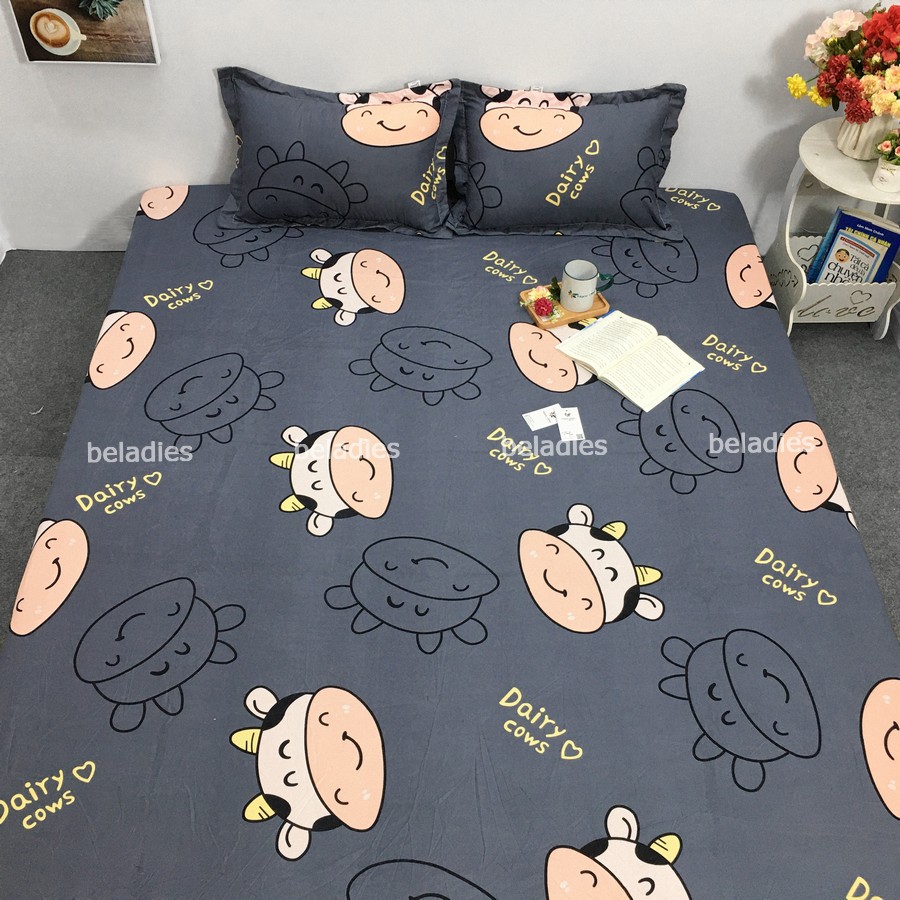 Bộ ra giường bọc nệm kèm vỏ gối nằm cotton poly SUMOI đủ size giường đệm