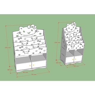 Kệ sách KITTY Tủ cho bé full bộ kèm vít bắt chắc chắn (2 size)