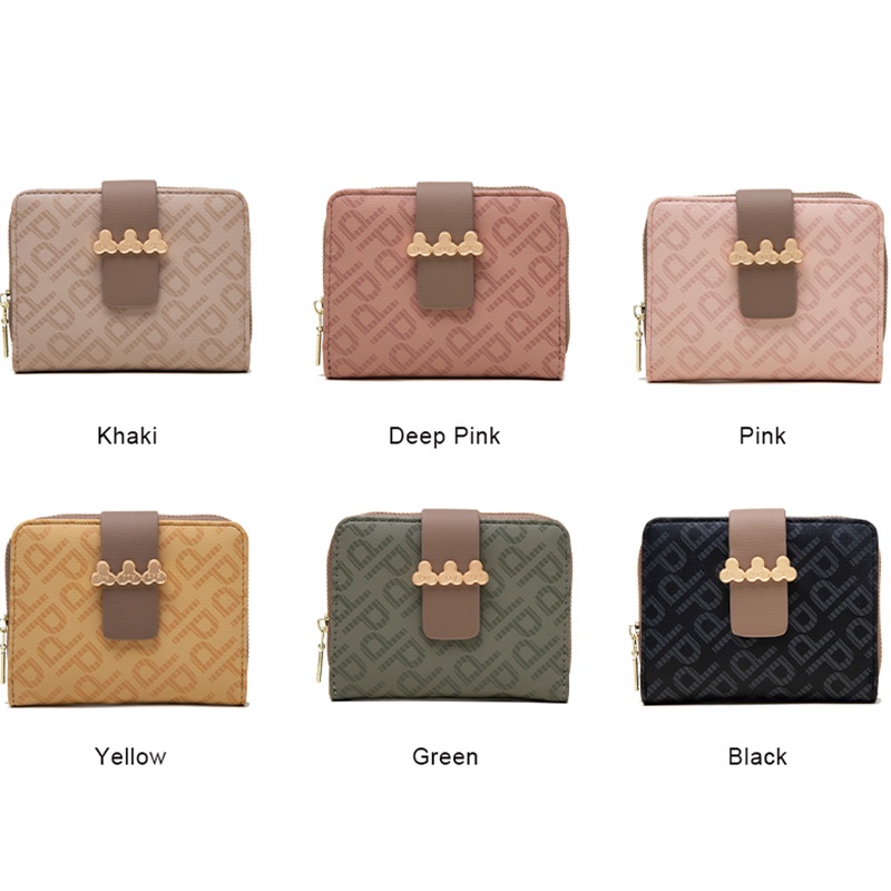 Ví Da PU Dáng Ngắn Phối Khóa Kéo Thời Trang Cho Nữ Giá Đỡ