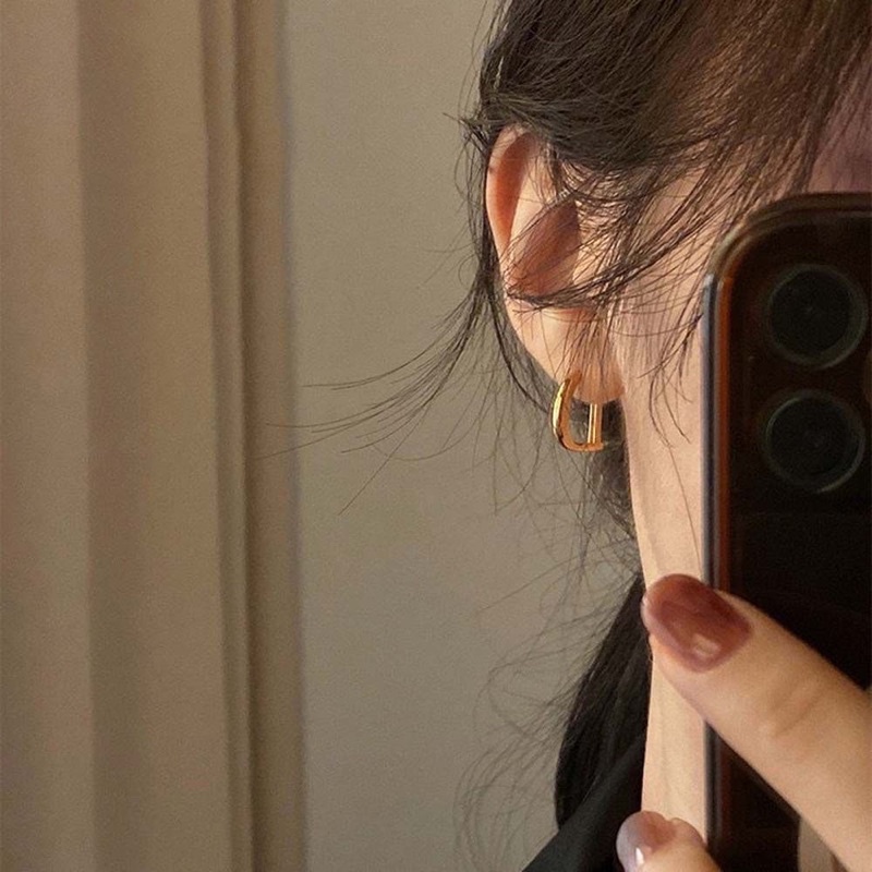 Khuyên tai  titan chữ D cao cấp