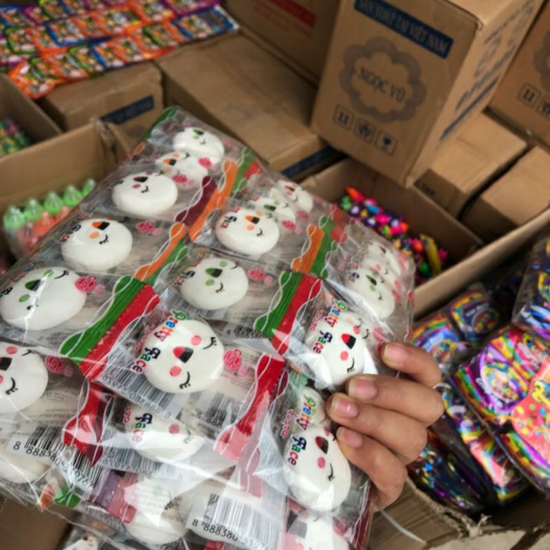 Kẹo dẻo mashmallow hình bánh bao cười có nhân ( 60 chiếc )