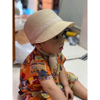 Mũ cói phong cách Hàn quốc cho bé