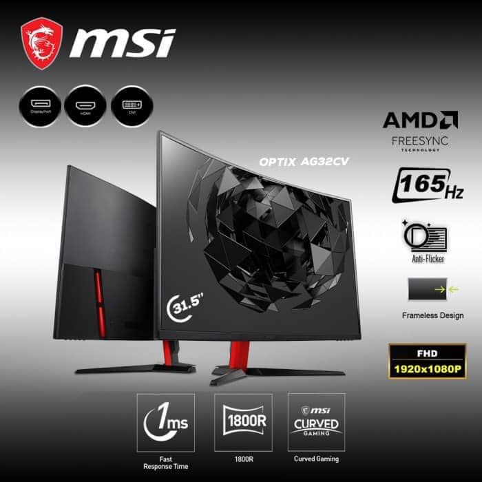 Màn hình máy tính MSI Optix 32 AG32CV 31.5Inch 1ms,165Hz like new BH 10-2022