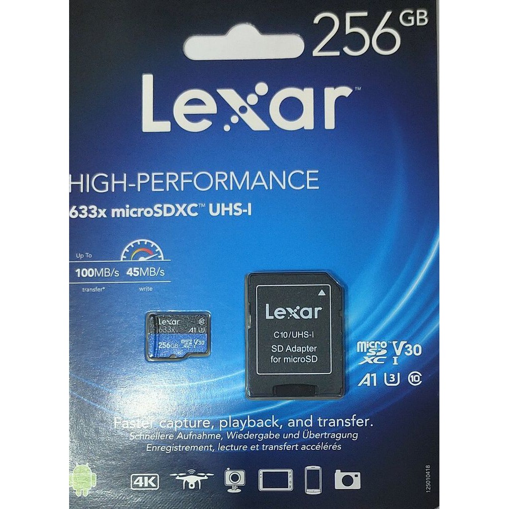 Thẻ nhớ MicroSDXC 256GB – Class 10, U3, V30, A1 - Có Adapter chuyển SD