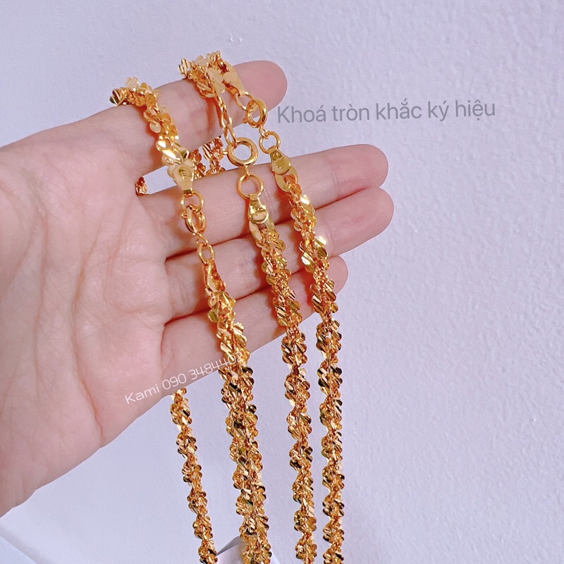 𝗗𝗮̂𝘆 𝗰𝗵𝘂𝘆𝗲̂̀𝗻 xoắn hoa mai mạ VÀNG 18k không đen bền màu có khắc ký hiệu italy DVHM