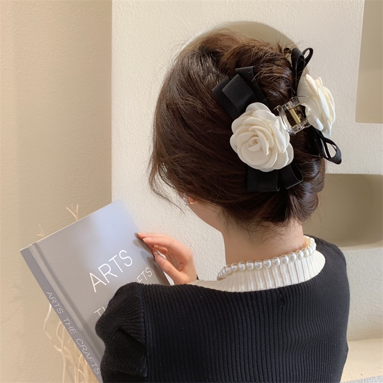 Kẹp Tóc Hình Nơ Đính Hoa Trà Thời Trang Hàn Quốc Xinh Xắn Cho Nữ