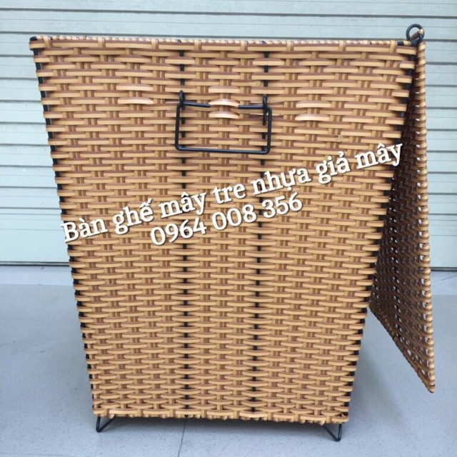Thùng đựng đồ nhựa giả mây dáng vuông