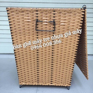 Thùng đựng đồ nhựa giả mây dáng vuông