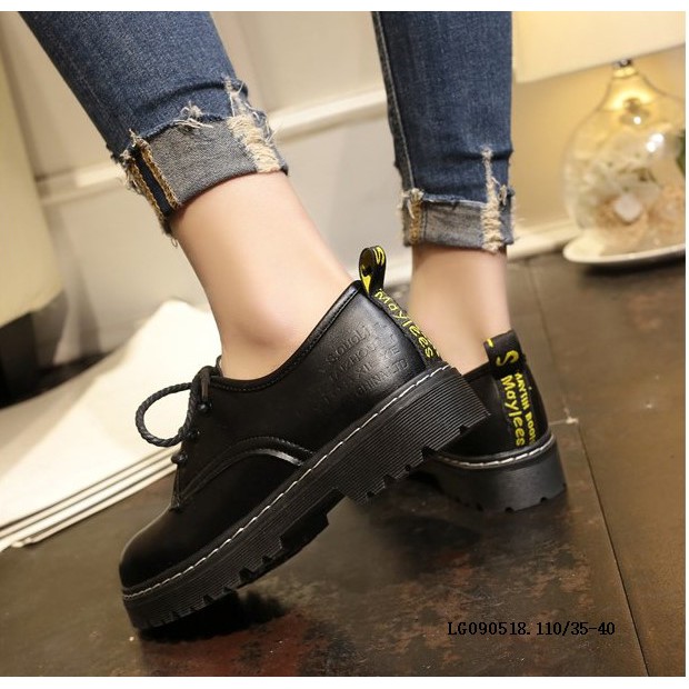 [CÓ SẴN] Giày oxford nữ da PU trơn đế răng cưa kiểu dáng ulzzang | BigBuy360 - bigbuy360.vn